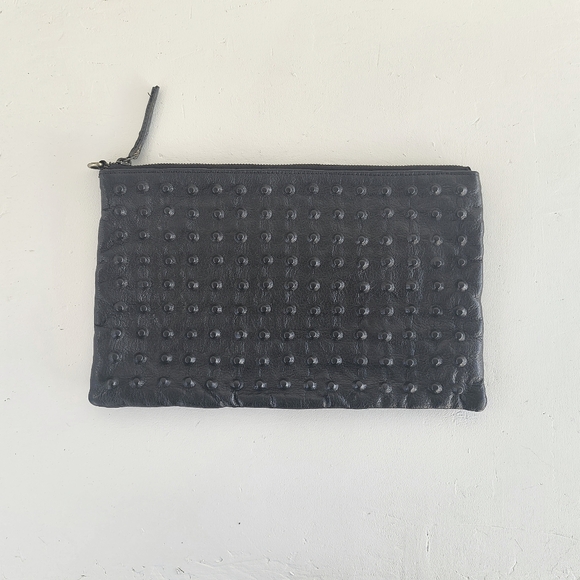 TOP SHOP | Black Leather Studded Clutch Bag Purse